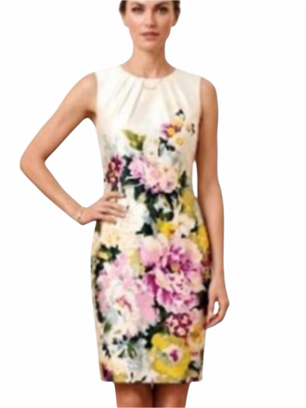Ann Taylor Sleeveless Floral Sheath Dress